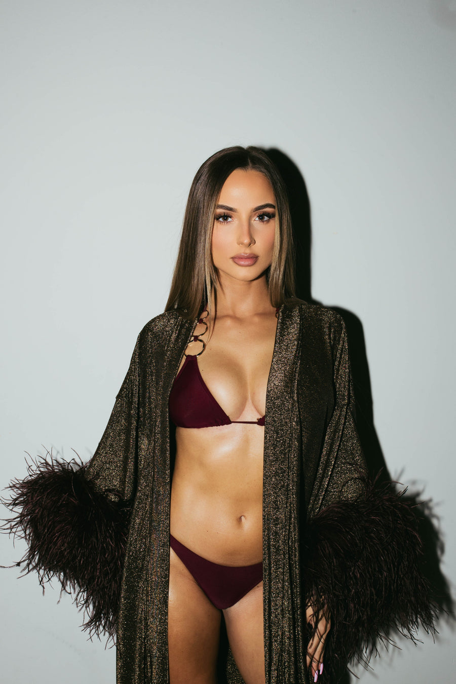 AE Opulent Feather Kimono + Trouser